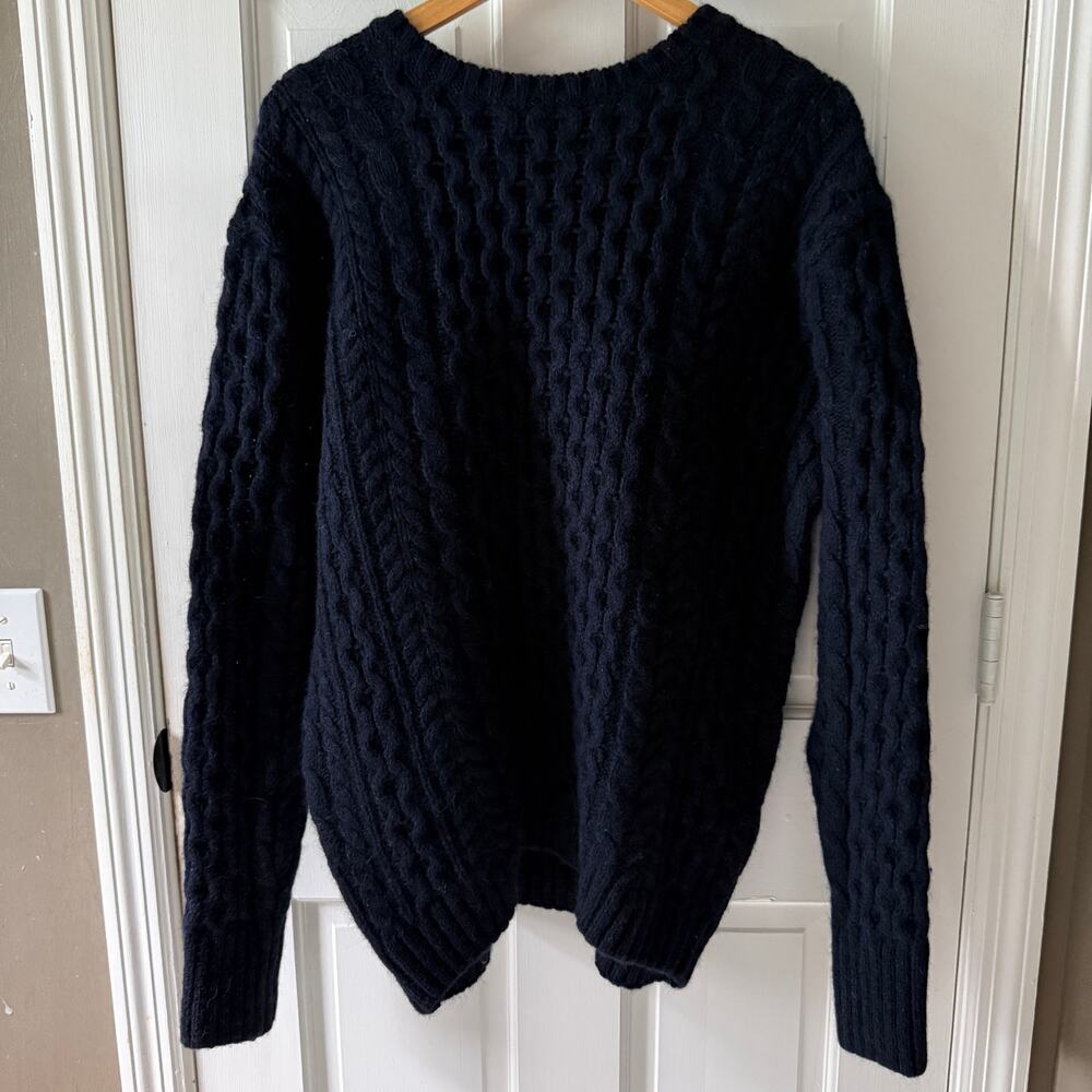 Brandy Melville Wool Blend Cable Knit Sweater Oversized Navy L/XL